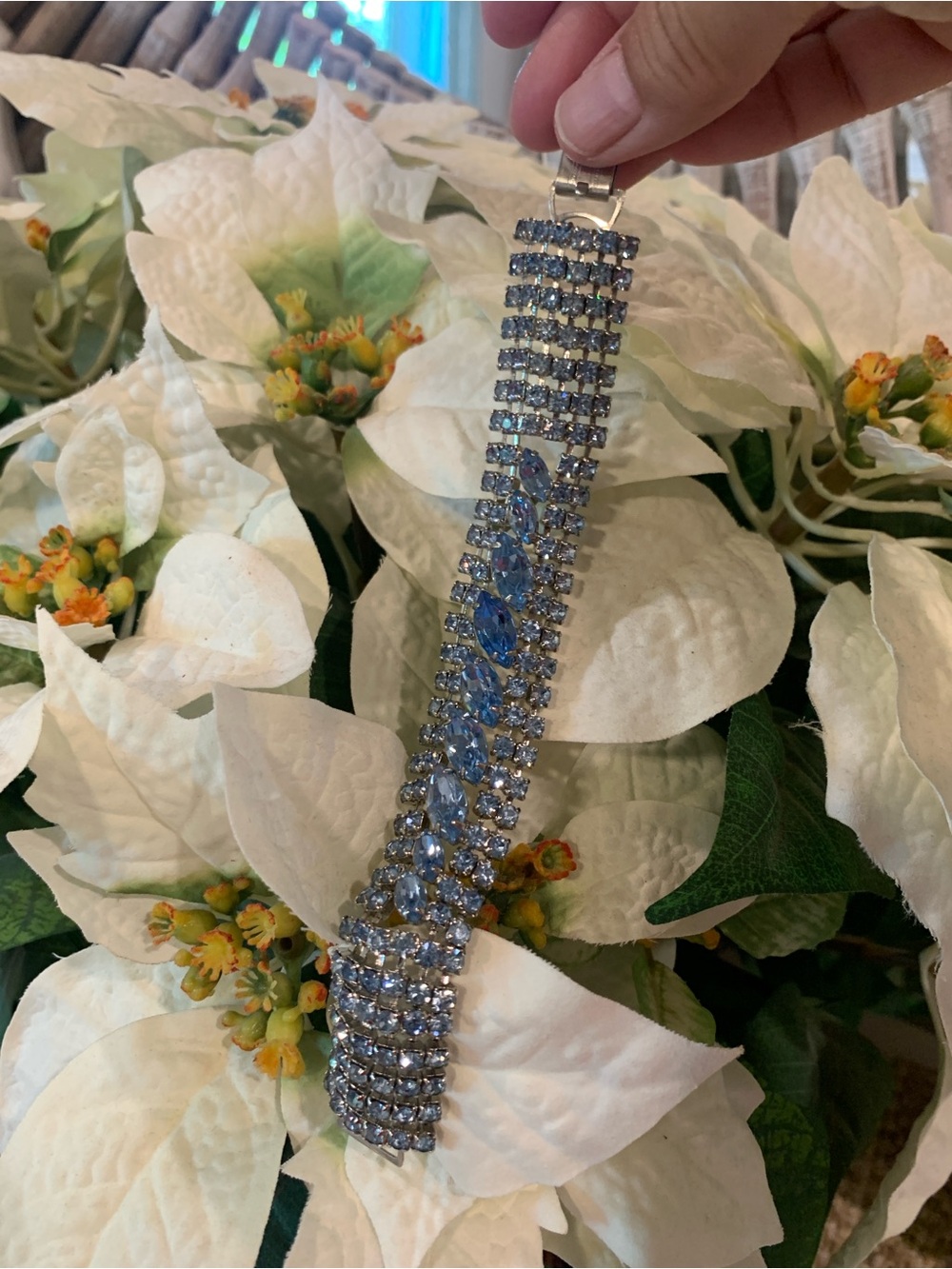 Sparkling Blue Crystal Multi-Row Bracelet